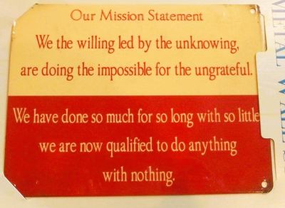Our Mission Statement Small Metal Wall Sign 200mm x 150mm