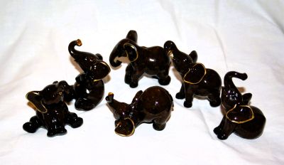 Set of 6 Miniature African Elephants Ornaments P040 