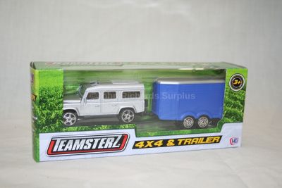 Teamsterz Die Cast Silver Land Rover Defender 110 With Trailer 1:64 Scale Model 1373145