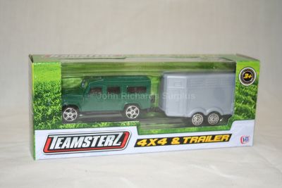 Teamsterz Die Cast Green Land Rover Defender 110 With Trailer 1:64 Scale Model 1373145