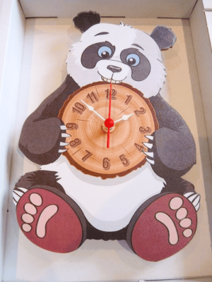 Lark Rise Panda Hand Made Wooden Clock