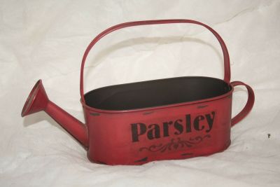 Decorative Small Tin Watering Can Labelled Parsley