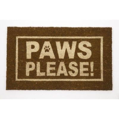 Quality Coir Doormat with Novelty Slogan Paws Please CE005