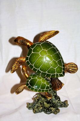 Ceramic Swimming Turtles Figurine P027