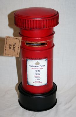 Handcrafted Tin Plate Royal Mail Post Box Money Box