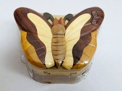 Handmade Wooden Puzzle Butterfly Trinket Box PU31