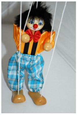 Wooden Clown String Puppet Toy Blue