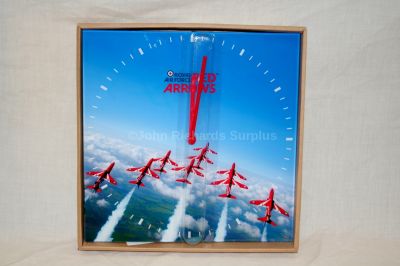 RAF Red Arrows in Flight Glass Wall Clock Battery Operated