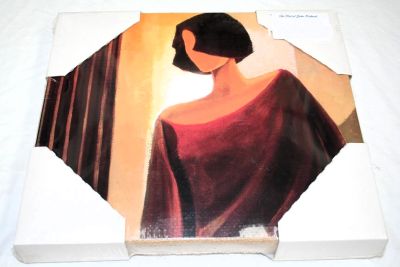 Figurative Faceless Woman Wooden Framed Print Red Dress