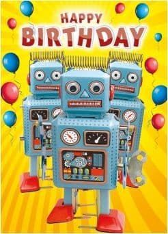 Gogglies Novelty Happy Birthday Greetings Card Robots Free P&P H261