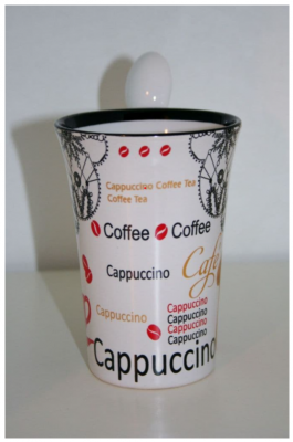Saxaphone Music Coffee Cappuccino Mug with Spoon White