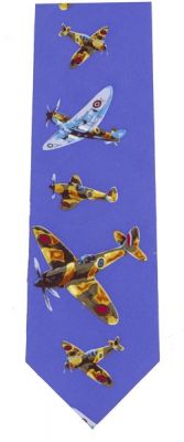 Novelty RAF Supermarine Spitfire Silk Tie Blue