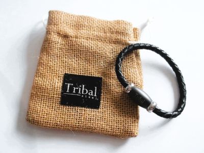 Tribal Steel Men's Black Plaited Bolo Leather Bracelet T685b