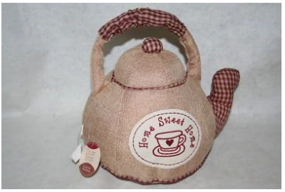 Essential Living  Fabric Teapot door stop Home Sweet Home