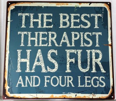 The Best Therapist Has Fur And Four Legs Metal Wall Sign 290mm x 290mm