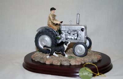 Welcome home Grey Tractor on Wooden Plinth