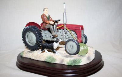 Welcome home Red Tractor on Wooden Plinth
