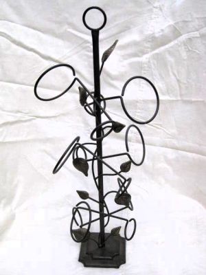 Wrought Iron 6 Bottle Wine Rack Leaf Design Ex-Display Clearance