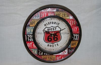 Hometime Metal Framed Route 66 Clock Battery Powered