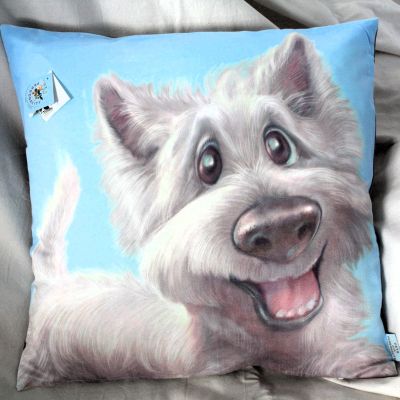 Large Caricature Cushion Westie / West Highland White Terrier 45 cms x 45 cms