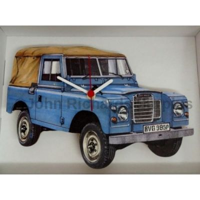 Handmade wooden wall clock Land Rover Series 3 Battery operated