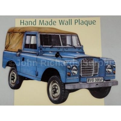 Handmade wooden wall plaque Land Rover Series 3 SWB Soft Top