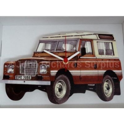 Handmade wooden wall clock Land Rover Series 3 county Battery operated