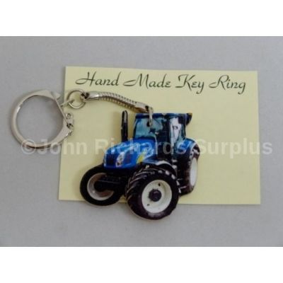 Handmade wooden key Ring New Holland Tractor