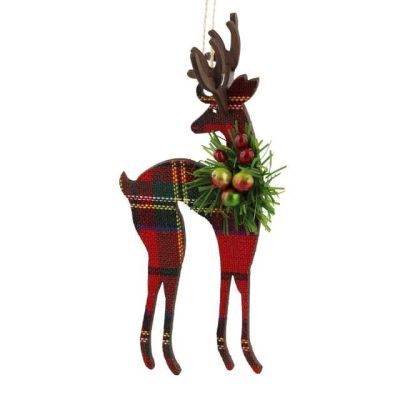 Tartan Reindeer Christmas Tree Decoration XM3403