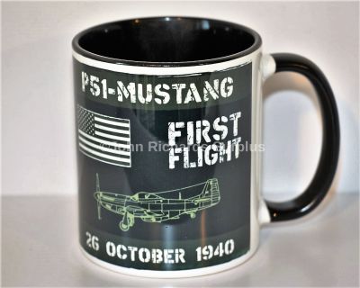 Classic Style China Mug North American P51 Mustang Aircraft First Flight 