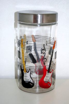 Music Themed Glass Storage Jar Large Electric Guitar 005