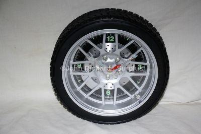 Hometime Sports Alloy Wheel Hanging Clock Battery Powered