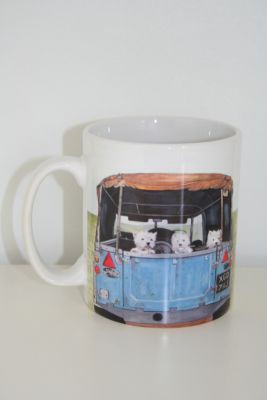 PhotoCeramic Durham Mug Westies in a Land Rover