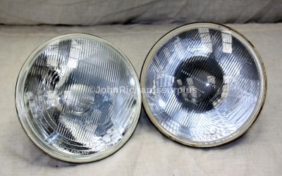Lucas Halogen H4 Headlamp Pair R.H.D. New Old Stock Lens no 7670