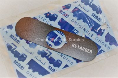 DAF Truck Retarder Label RDH2296 7690-99-670-6366