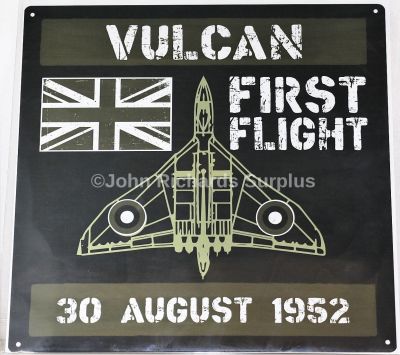 Metal Wall Sign RAF Avro Vulcan Bomber Aircraft First Flight 