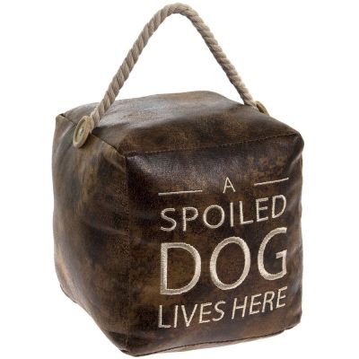 Antique Look Faux Leather Doorstop Spoiled Dog 41990