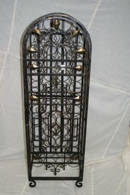 Wrought Iron 45 Bottle Bronze Finish Wine Rack Collection Only