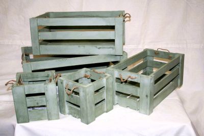 Wooden set of 5 Crates in 2 Colours 5054, 5055