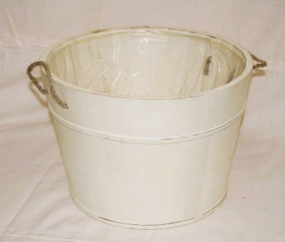 Wooden Planter Tub Antique White 5112