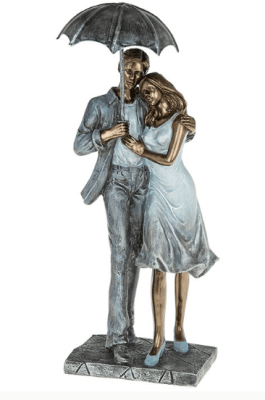 Rainy Day Romance Loving Couple Standing Under an Umbrella 55631