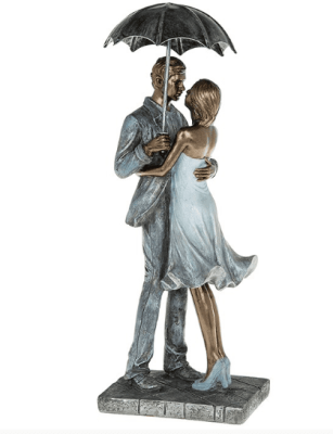 Rainy Day Romance Loving Couple Standing Under an Umbrella 55632