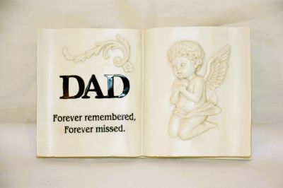 In Loving Memory Memorial Book Shaped Plaque 'Dad' 60936 Bereavement Remembrance