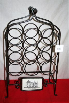Wrought Iron 9 bottle wine rack Château Bordeaux 