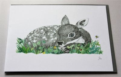 Emma Macleod Wild Life Blank Greeting Card Fearne Fallow Deer Free P&P