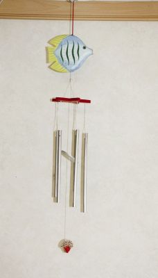 Wooden Fish Wind Chime Blue with Yellow Tail Unboxed 1/D2294 A