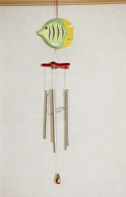 Wooden Fish Wind Chime Green with Yellow Tail Unboxed 1/D2294 B