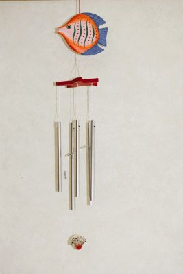 Wooden Fish Wind Chime Orange with Blue Tail Unboxed 1/D2294 D