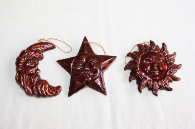 Christmas Decoration Set of 3 Plastic Sun Moon and Star 638-385 Bronze
