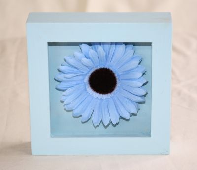 Wooden Framed Gerbera-Daisy Wall Art Blue with Blue Flower 286157 Blue